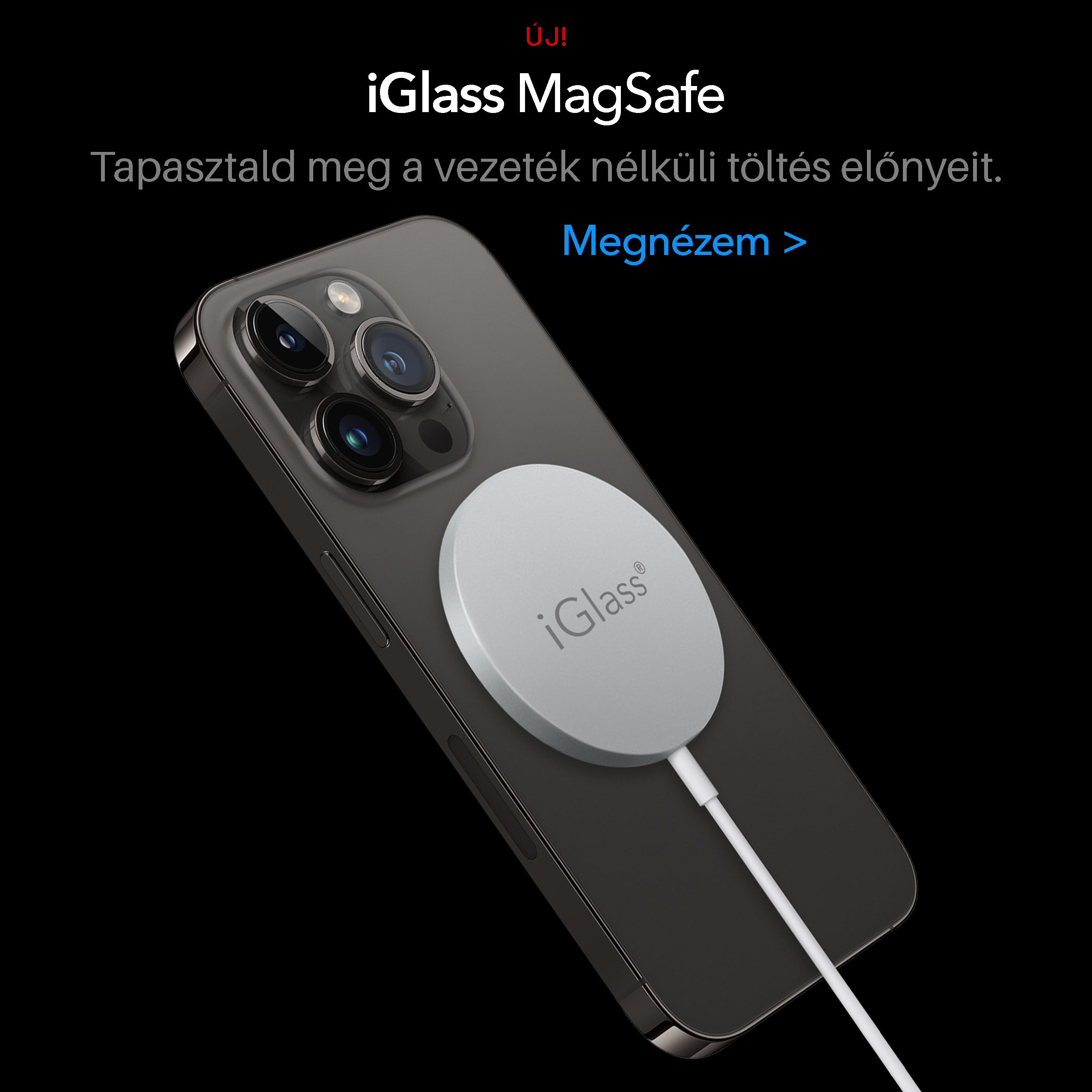 mobile magsafe fekete gombbal-iglass-iphone-uvegfolia